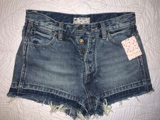 Free People Boho High-Waisted Frayed Cutoff Denim Festival Jean Shorts 25 NWT