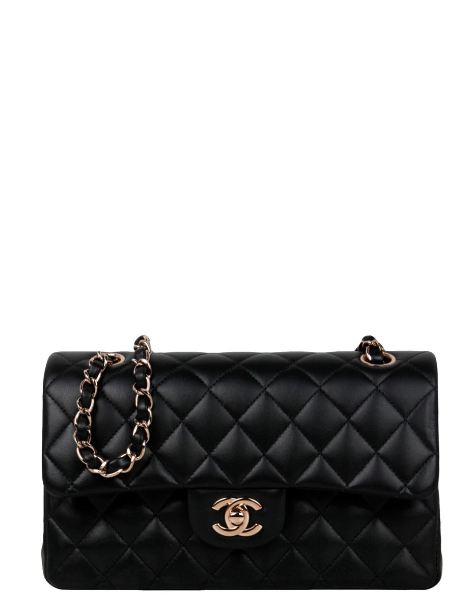 Chanel White/Black Lambskin vintage flap bag Chanel