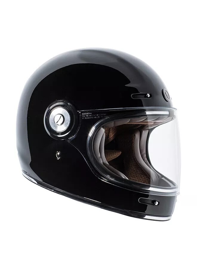 Retro Full Face Motorcycle Helmet Torc Newport T1 Gloss Black DOT
