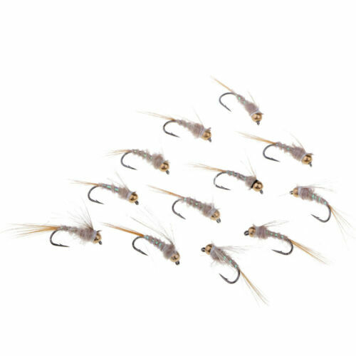10 x Mouche Nymphe STONEFLY KNOTTY GIRL MARRON OLIVE H10/12 horned fly