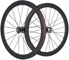 700C Track Bike Wheels 50mm Front+Rear Fixed Gear Carbon Wheelset Flip Flop Matt