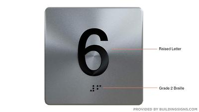 6TH Floor Elevator Jamb Plate Sign with Braille and Raised Number...-REF24-1027