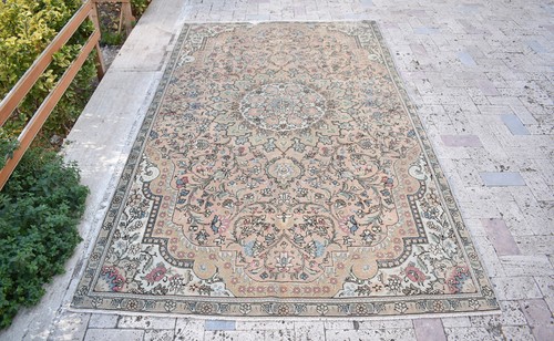 Turkish Rug 59''x102'' Vintage Light Muted Color 4x8 Rug Oushak Rug 151x260cm