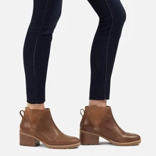 Sorel Women's Size 7 Cate Chelsea Bootie Waterproof Leather Brown Rain Boot