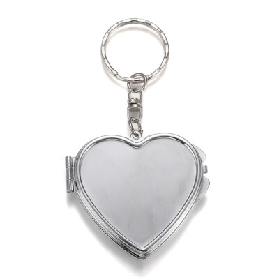 10pcs Heart Shape Folding Mirror Keychain Travel Portable Compact Pocket Mirror