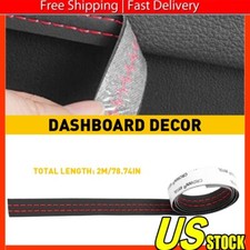 Pu Leather Car Dashboard Decor Line Strip Sticker Moulding Trim Accessories Red