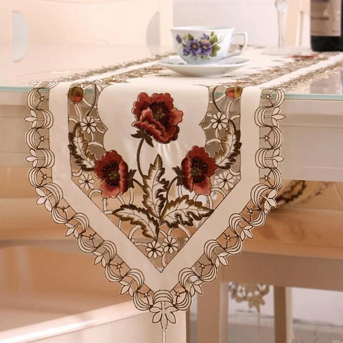 Mesa de comedor de encaje floral bordada alfombra tapetes boda fiesta decoración del hogar - Imagen 48 de 50