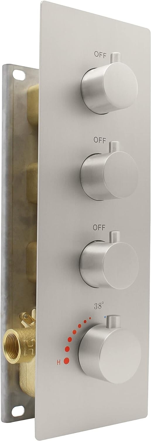 Homedec Brushed Nickel 3Way MultiFunction Thermostatic Shower