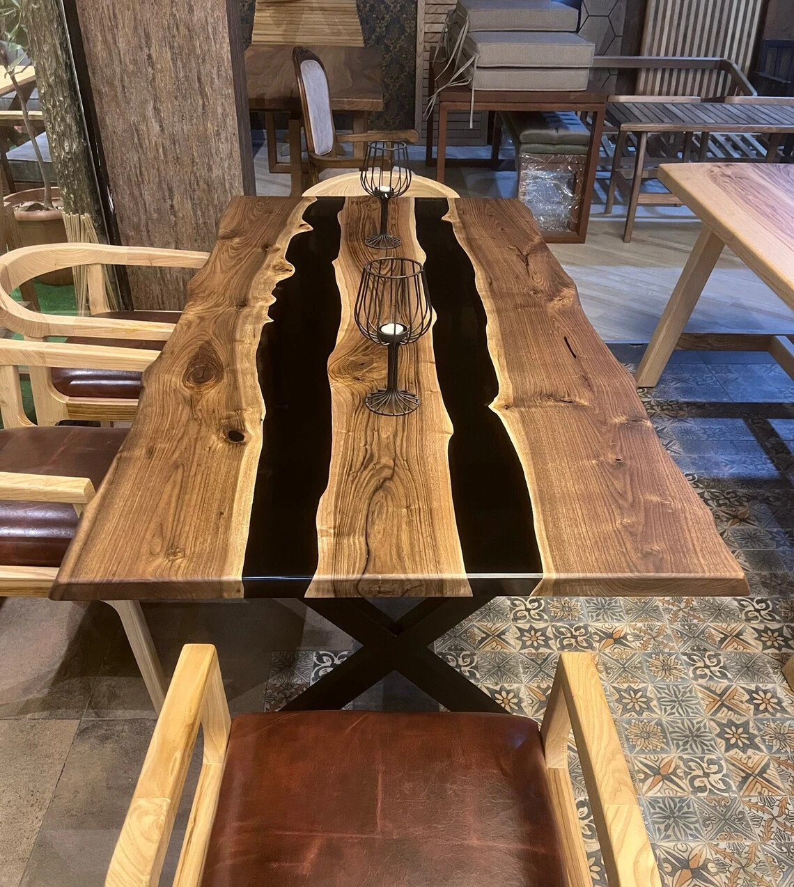 Custom Order Walnut Epoxy Dining Table, Epoxy Table, Dining Room Table Counter