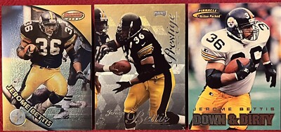 (3) Jerome Bettis 97 Bowman's Best & Pinnacle Down & Dirty 98 Prestige HOF