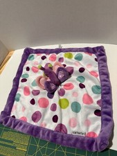Carters Butterfly Lovey Security Blanket Baby Lovey Plush Purple Polka Dots