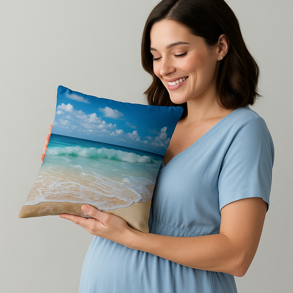 Relaxing Massage Pillow, Battery Powered Vibrating Pillow, Beach Waves Design