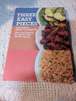 1006 Three Easy Pieces, Quick Menu Cookbook HC Spiral Vtg 1985 HC/Sprial