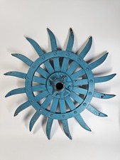 John Deere Antique 18" Rotary Hoe Wheel Sunburst Yard Art Rustic Steampunk Blue 