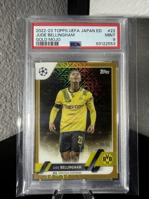 POP 1 2022-23 Topps Japan Edition UEFA Jude Bellingham #22 Gold Mojo 50/50 PSA 9