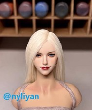 Customized 1/6 Female White Curly Hair Beauty Head Sculpt Model For 12''Figure