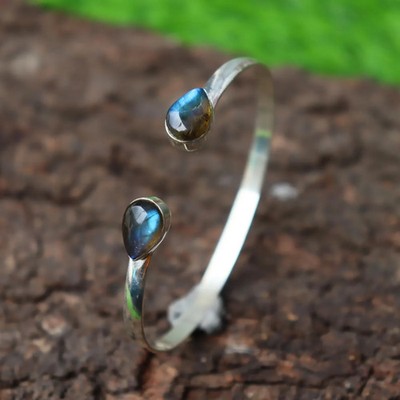 Nice Labradorite Gemstone 925 Sterling Silver Handmade Bracelet Cuff -154