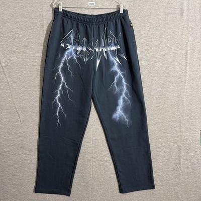Gymshark Men's Large Band Graphic Straight Leg Blue Stealth Lightning Pants