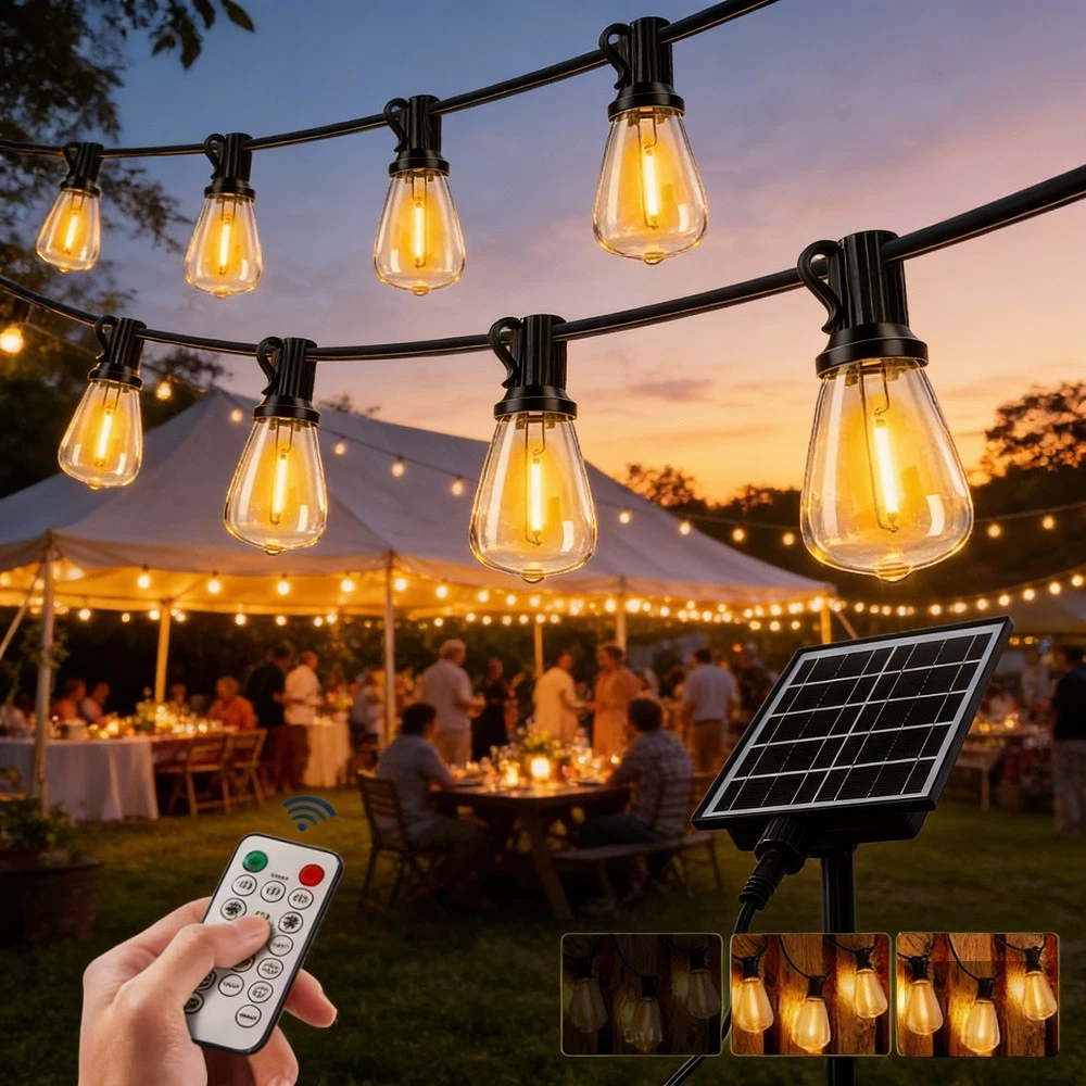 15-50 PC LED Solar Bulb Lights Waterproof Outdoor Camping Garden Yard Lamp Decor