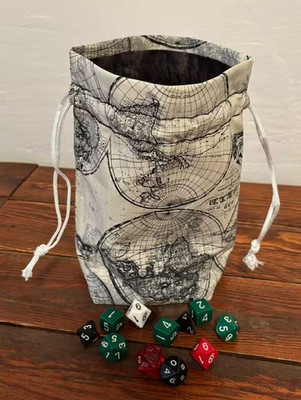 Way finder Party Mapper Large Capacity Dice Bag/Cinch Sack  DND,RPG,TTRPG
