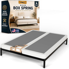 , Box Spring Bed Base Full Size, 4-Inch Wood Mattress Foundation   Amish Made in