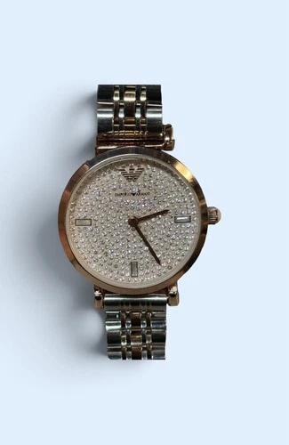 EMPORIO ARMANI AR11206 GIANNI T-BAR ROSE GOLD TONE DIAMOND DIAL QUARTZWATCH 32MM