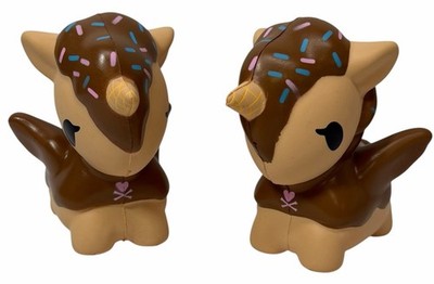 LOT (2) Tokidoki Toki Mochi Donut Unicorno Squishy Case Brown Chocolate Sprinkle