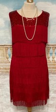 Gatsby Flapper Dress 18 Red Sequin Fringe Sequin Evening Peaky Blinder Cocktail