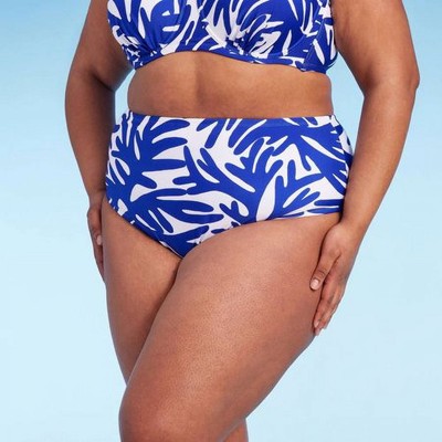 Kona Sol Women's 2X High Waist Bikini Bottom in Blue