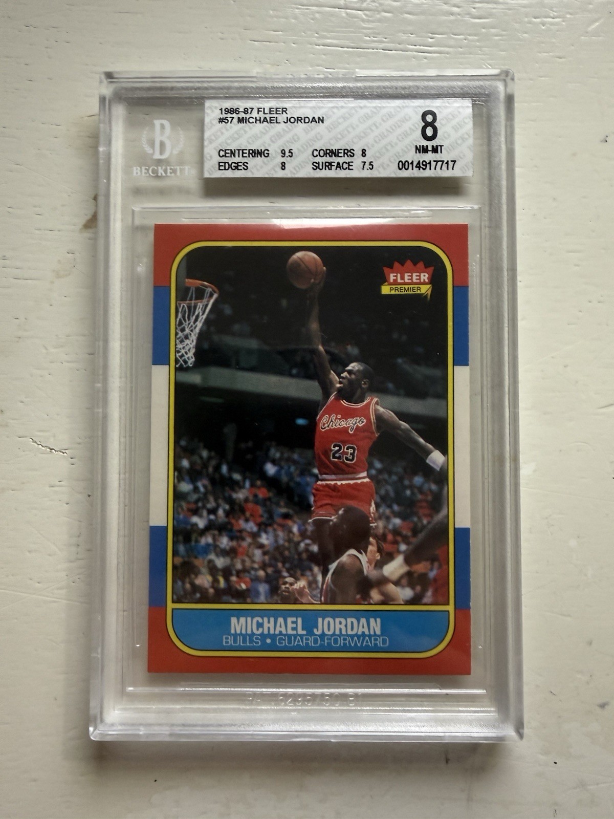 1986-87 Fleer MICHAEL JORDAN #57 Rookie RC BGS 8 NM-MT! 9.5 Centering!