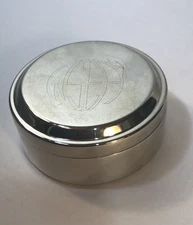 Vintage Things Remembered Silver Tin Black Velvet Lined Lidded Trinket Box