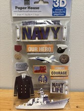 United States Navy 3D Scrapbook Stickers Military Paper House, 13pc