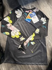 Kanu Surf Women's Keri Long-Sleeve UPF Rashguard Navy Blue/Floral Darren L NEW