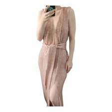 NBD Sequin Dress Rose Gold Sleeveless Party Cocktail Evening Bodycon Midi Chic