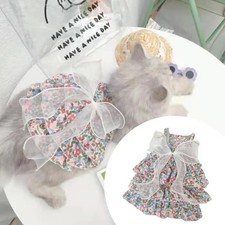 Princess Style Dog Dresses Pet Floral Skirt Printed Cotton Pet Dress Sweet Cat D