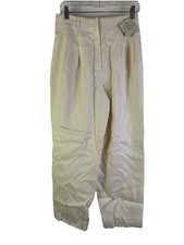 Deadstock Vintage 90s Womens 10 Petite Linen Pleated High Rise Pants Minimalist