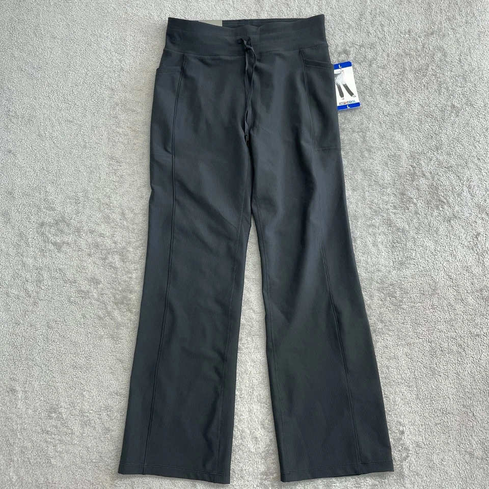 NEW 32 Degrees Cool Women's L Active Flare Pants Black Side Pocket Ribbed - Image 4 of 4