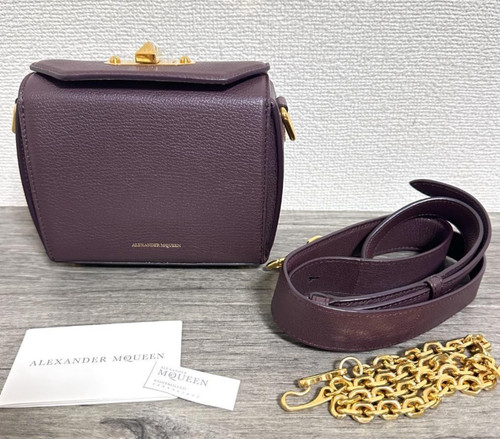 ALEXANDER MCQUEEN Box Bag 16 Mini 2Way Shoulder Dark Purple Leather