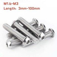 Metric Button Head Bolts Allen Key Hex Socket Screws A2 Stainless Steel M1.6-M3