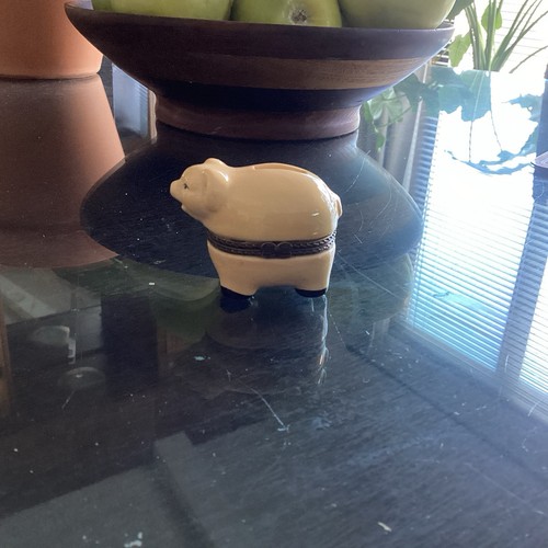 Pink Ceramic Pig Pill Box Vintage