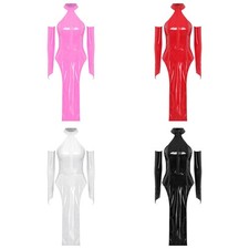 Women Clubwear Nightwear Dress Bodycon Glossy Shiny High Slit Holiday Outfit