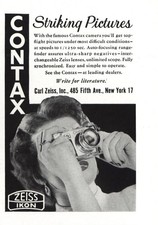 1955 Zeiss Contax Camera: Striking Pictures Vintage Print Ad