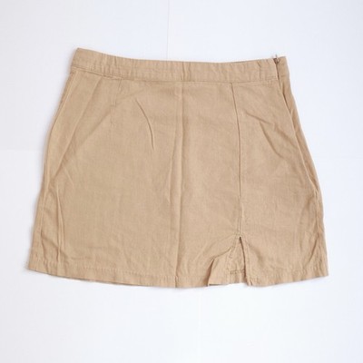 Sinsay Tan Linen Wrap Mini Skirt - Size Small