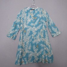 Peruvian Connection Dress Small Blue Linen Bi...