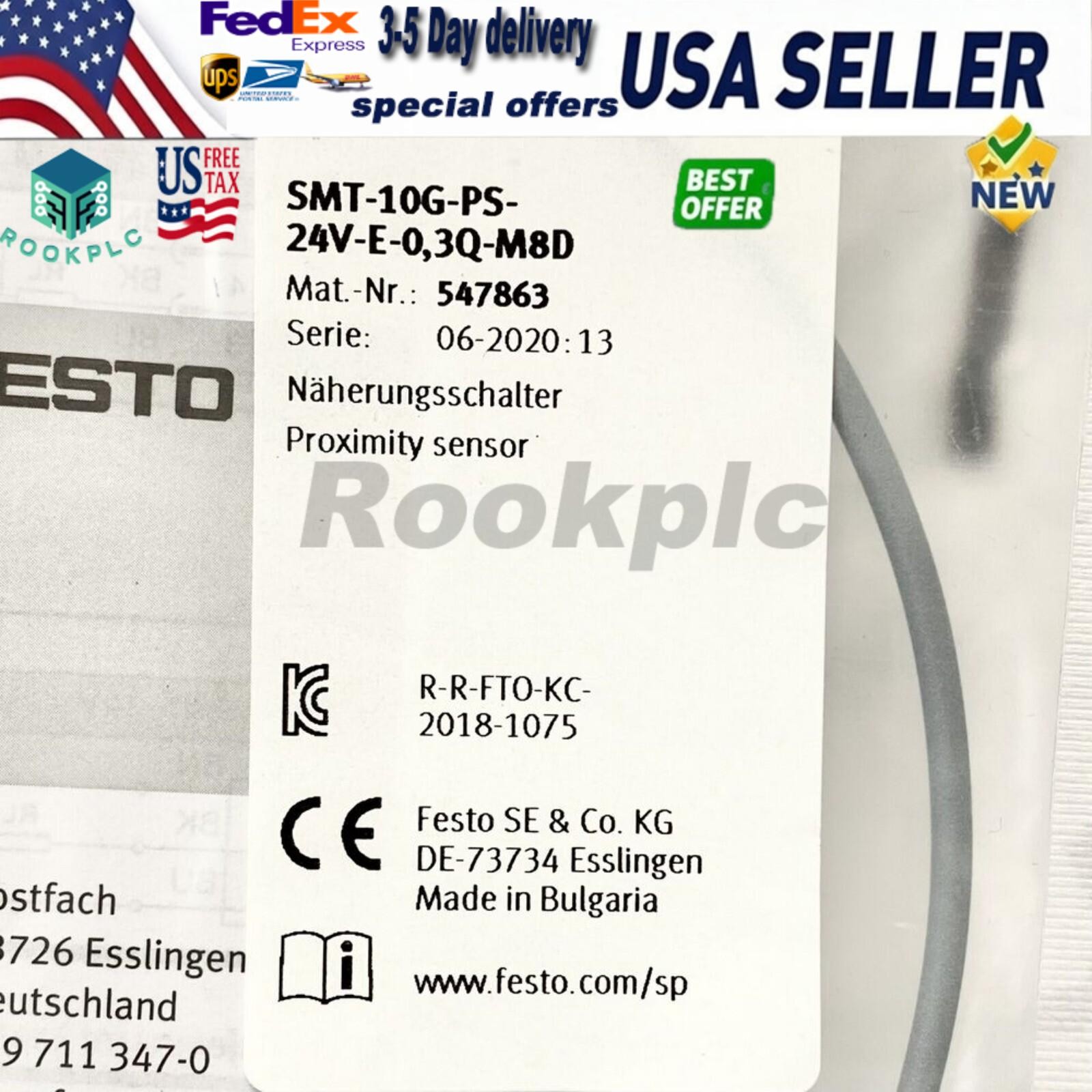 New SMT-10G-PS-24V-E-0,3Q-M8D Festo 547863 Fast Shipping Proximity Sensor