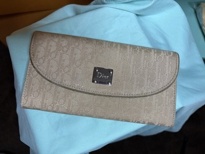 Christian Dior Long Wallet Cream Canvas