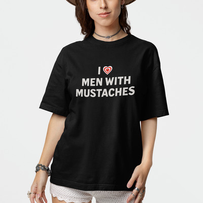 I Love Men With Mustaches Shirt Funny Beard Lover Graphic Tee Unisex