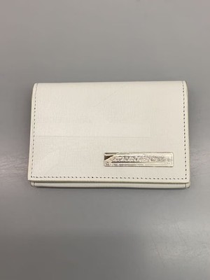 CK Calvin Klein Card Case, Leather, White, Solid Color, Men's