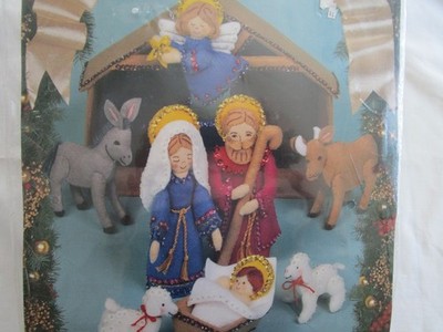 Sealed VTG Bucilla Nativity Set Kit 82958 Christmas New Unused 1991 Felt Sequins