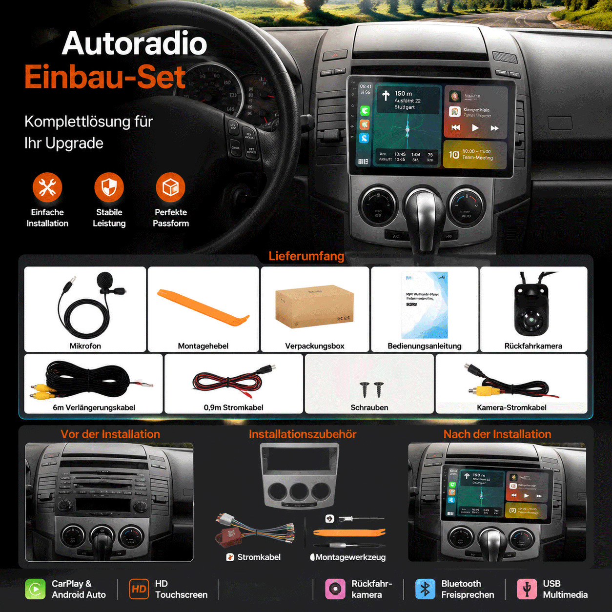 Autoradio Kam Apple Carplay per Mazda 5 CR19 2005-2010 Android Auto BT NAVI RDS foto 2